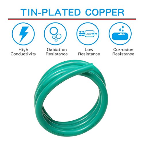 BNTECHGO 14 Gauge Silicone Wire Green 25ft Stranded Tinned Copper Wire | Flexible 14 AWG Stranded Wire Silicone Rubber Insulation For RC Models, Drone, Robot, Battery, EV Charger, 3D Printer, DIY - color: Green, size: silicone wire 25ft