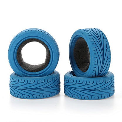 1/10 RC On-Road Car Tyres, 65mm Rubber RC Tire for 1/10 HSP Tamiya HPI Kyosho RC On Road Run-flating Car (Blue) - color: Blue