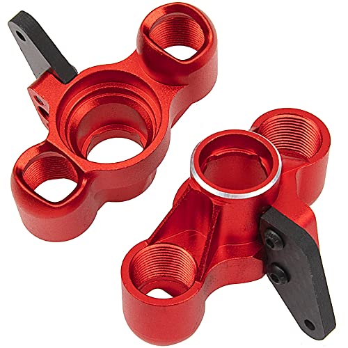 ShareGoo Aluminum Front Steering Knuckle Steering Blocks Caster Blocks w/Pivot Ball Compatible with Arrma 1/8 V5 Kraton Outcast Notorious 6S BLX Upgrades Parts (Red) - color: Red