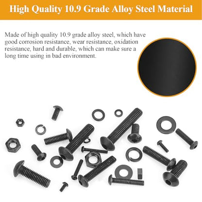 2180 Pieces Black M2 M3 M4 M5 Button Head Socket Cap Screws Nuts Washers Assortment Kit, Metric Screw Assortment with Hex Wrenches, 10.9 Grade Alloy Steel, Fully Threaded - size: M2/M3/M4/M5, style: Button Head Socket Cap