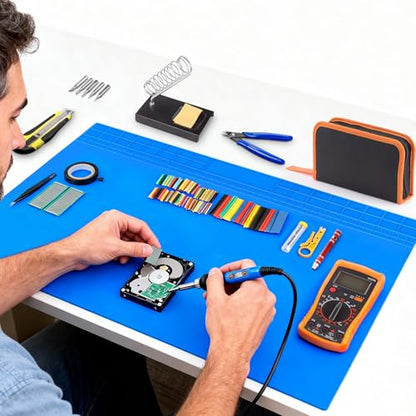 Multi-in-1 Soldering Iron Kit Temp 392℉-842℉ for Electronics DIY | 110V US Plug, 80W Soldering Iron, 5 Soldering Tips, 191-in-1, Soldering Iron Stand with Cleaning Sponge, Digita Multimeter