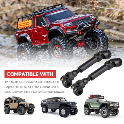 2pcs Hobbyfire 1/10 RC Crawler Drive Shafts Steel Universal Joint Driveshaft Heavy Duty for Axial SCX10 II III TRX4 Redcat Gen8 Gen7 Element Upgrades Parts(94-130mm) - style: 94-130mm