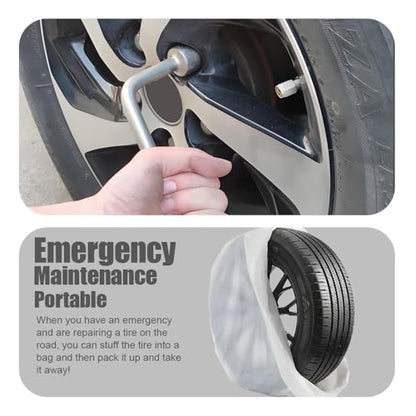 8PCS Extra-Large Tire Covers, Tire Storage Bags, Waterproof Dustproof Wheel Protective Cover, Automotive Accessories Tear-Resistant Plastic Spare Tyre Bags Universal for Most Vehicles (8PCS)