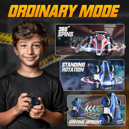 4WD 360° RC Stunt Car Lights Music, rc car Toys Gift for 6-12 Kids | Stunt RC car does 360° rotation, upright walking & 4-wheel rollover drift, with lights music, ideal gift for 6-12 boys girls - color: Red