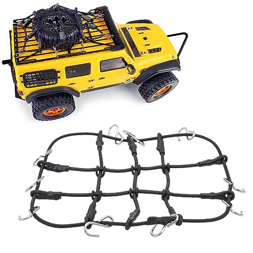 1/18 RC Elastic Luggage Net with Decorative RC Crawler Car Luggage Net for 1/18 RC Cars, for scx24 1/24 Roof Rack, RC Accessories (Black)