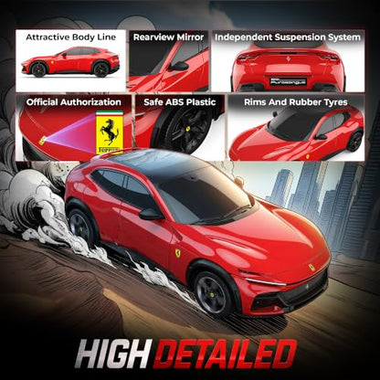 BEZGAR 1:24 Official Licensed Ferrari Purosangue RC Toy Car | Official Ferrari replica,2.4G stable signal,rubber racing tires,ideal gift toy for boys ages 4-7, 8-12 and adults - color: Ferrari-1:24 Ferrari Purosangue