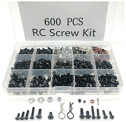 RC Car Repair Work Stand Repair Tool Set 360 Degree Rotation and 600 PCS RC Screws Kit and Screws Pallet Kit and RC Screwdrivers for 1/8 1/10 1/12 1/16 1/18 RC Car Truck Crawler (Blue) - color: Blue