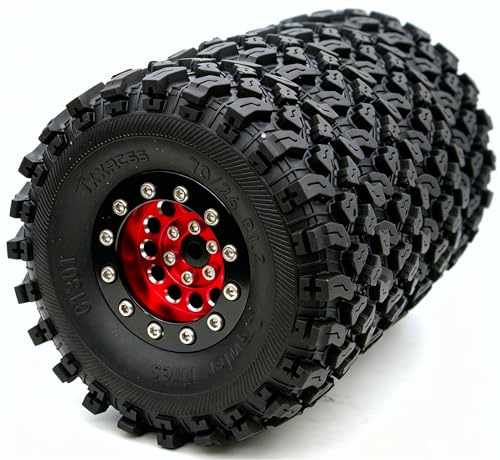 Rc 1.3 Beadlock Wheel Tires Set (Red Black) - color: Red Black