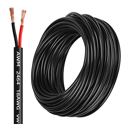 18 Gauge Wire 2 Conductor,18 AWG Electrical Wire Stranded PVC Cord Oxygen-Free Copper Cable,26FT 2 Core Pure Copper Flexible Cable Wire for LED Lamp Lighting Strips Automotive (18AWG-2C, 26FT)… - size: 26FT, style: 18AWG-2C
