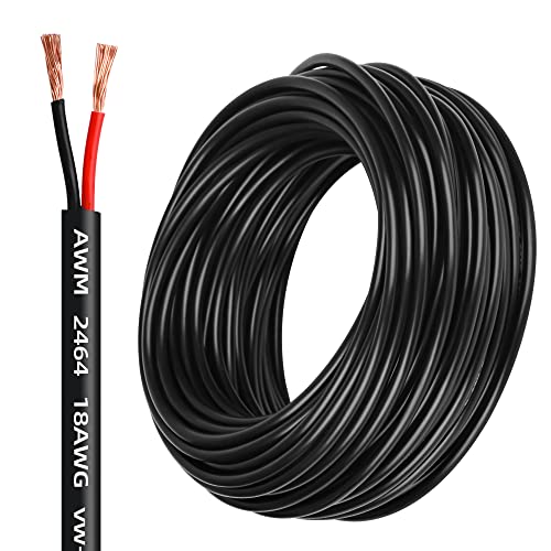 18 Gauge Wire 2 Conductor,18 AWG Electrical Wire Stranded PVC Cord Oxygen-Free Copper Cable,26FT 2 Core Pure Copper Flexible Cable Wire for LED Lamp Lighting Strips Automotive (18AWG-2C, 26FT)… - size: 26FT, style: 18AWG-2C