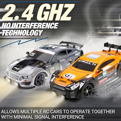 Liberty Imports RC Drift Car 1/16 2.4GHz 4WD Remote Control Sport Racing On-Road Vehicle with LED Light, Batteries and Drift Tires (White) - color: White