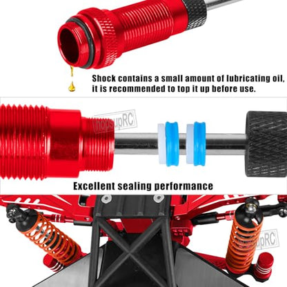 Upgrades Part Front Rear Assembled Full Metal Shocks Aluminum Big Bore RC Shocks Absorber Damper for 1/10 Slash/Rustler/Stampede/Bandit 4X4 4WD 2WD(VXL).Red(4PCS) - color: Red(4PCS)