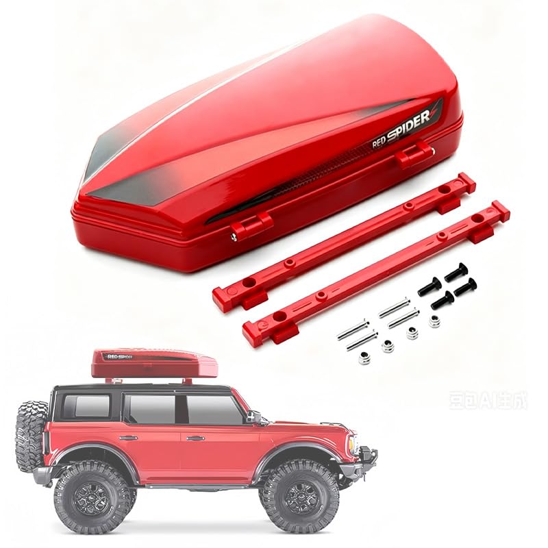 RC Plastic Roof Trunk Luggage Rack Box, Car Shell Body Upgrade for 1/10 or 1/12 Proportion Traxxas TRX4 TRX6 Axial SCX10 90046 G63 VP VS4 RC Crawler (Red) - color: Red