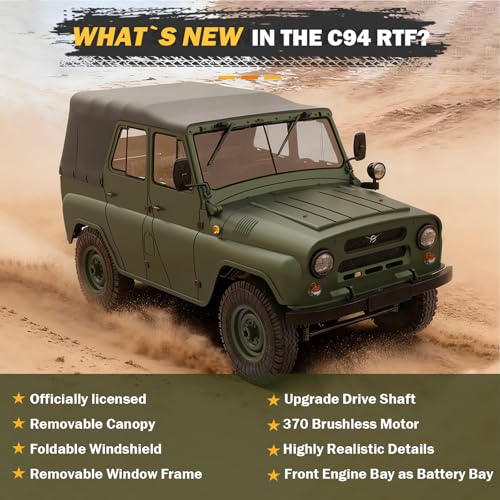 ARRIS WPL C94 UAZ-469 1/12 RC Rock Crawler 4WD Military Truck RTR | Realistic Military Body, Proportional Steering, Off-Road Suspension, Hobby Grade