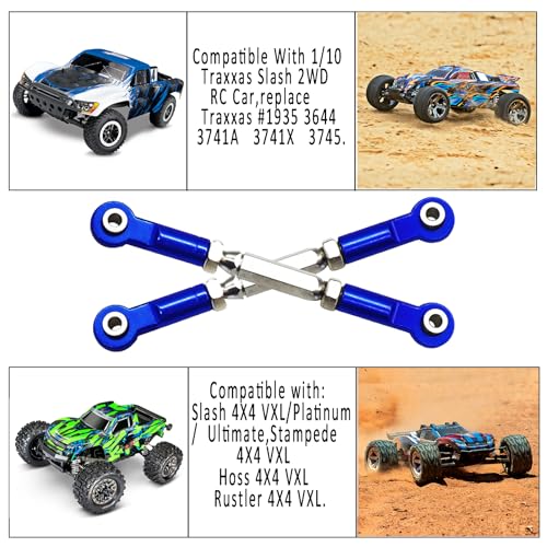 Adjustable Stainless Steel Turnbuckles Set/Camber Links with Rod Ends Set for 1/10 Traxxas Slash 4X4 2WD /Rustler 2WD 4X4/Hoss 2WD 4X4/ Stampede 2WD 4X4/Bandit 2WD 4X4/ Upgrades Parts(Navy Blue)