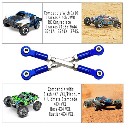 Adjustable Stainless Steel Turnbuckles Set/Camber Links with Rod Ends Set for 1/10 Traxxas Slash 4X4 2WD /Rustler 2WD 4X4/Hoss 2WD 4X4/ Stampede 2WD 4X4/Bandit 2WD 4X4/ Upgrades Parts(Navy Blue)
