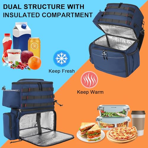 MATEIN Fishing Backpack, Tackle Storage Bag with Rod Holders & Cooler | Water Resistant Fishing Bag Fits 4 3600 Trays, Large Wide Open Tackle Box Backpack, Gifts for Fishermen - color: Blue
