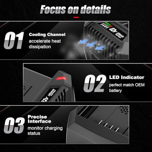BSRC82 4.0A Rapid Charger Replacement for Briggs & Stratton Snapper XD 82V Max Battery Charger 1760263, Compatible with 82 Volt Lithium Ion Battery BSB2AH82/BSB4AH82/BSB5AH82/1760266/1760265/1760966