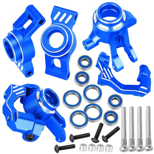 RC Aluminum Caster Block & Steering Blocks & Rear Stub Axle Carriers & Steering Bellcranks Upgrades Part for 1/16 Mini Maxx 4WD (Car Model:#107154-1#108046-1#108164-1#108076-1),Navy Blue - color: Navy Blue-(for 1/16）
