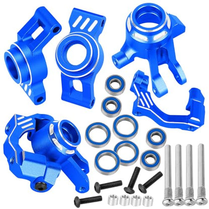 RC Aluminum Caster Block & Steering Blocks & Rear Stub Axle Carriers & Steering Bellcranks Upgrades Part for 1/16 Mini Maxx 4WD (Car Model:#107154-1#108046-1#108164-1#108076-1),Navy Blue - color: Navy Blue-(for 1/16）