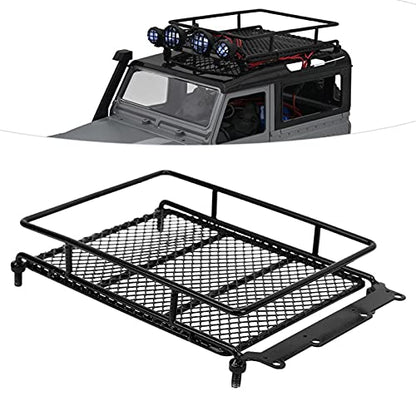Metal ROOF Rack Luggage Carrier LED Light MN 1/12 RC Crawler Durable Practical RED Black Silver Applicable Remote Control CAR (Black) - color: Black