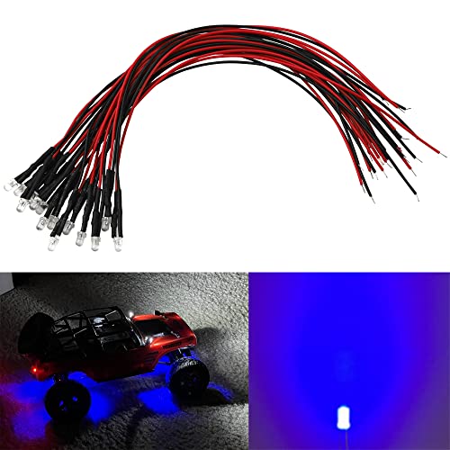 15PCS HIRCQOO RC Car 3MM & 5MM Pre Wired Led Light Emitting Diodes 12V Mini Single Led Bulbs Compatible with Traxxas TRX-4 TRX-6 Axial SCX10 90046 1/10 RC Crawler Car Truck DIY Parts (3mm,Blue) - size: 3mm,Blue