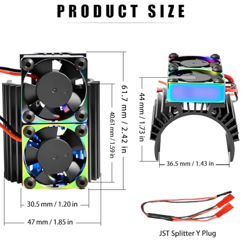 RC 30mm 28000 RPM Dual Cooling Fans Motor Heatsink Fan for 1/8 1/10 RC Car 540 550 3650 3660 3665 3670 Brushless Motor (Black)