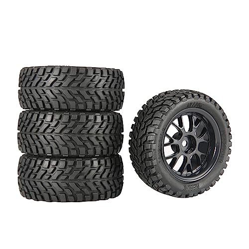 4PCS 76mm/2.99inch RC Rally Car Tyres 12mm Hex Hub Rubber Tires & Plastic Wheel Rims for 1/16 1/14 1/12 1/10 RC Touring Car On-Road Off Road Buggy(NOT Glued) - size: A