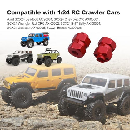 HobbyPark SCX24 Extended Hex Wheel Hubs Wheel Spacers Offsets Adapter for Axial SCX24 Gladiator Chevrolet C10 Deadbolt Wrangler JLU B17 Betty Bronco Upgrades - color: Red
