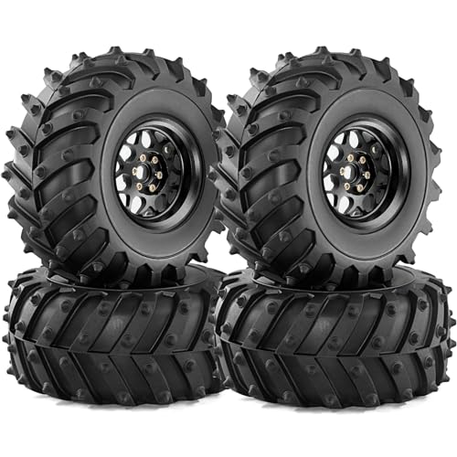 REDSPIDER • Metal 2.2 Beadlock Wheels and Tires 2.2'' Crawler Monster Spike Tire(4pcs) for 1/10 RC Crawler Car TRX4 TRX6 Axial SCX10 90046 SCX10 III AXI03007 Tamiya CC01 D90 D110 (Black) - color: Black