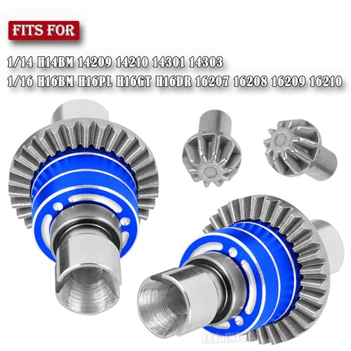 RC Front Rear Differential & Input Gear Upgrades Part for 1/14 H14BM 14209 14210 14301 14303 1/16 H16BM H16PL H16GT H16DR 16207 16208 16209 16210,BRCatWPark Steel Front & Rear Diff Set,Navy Blue - color: Navy Blue - (Front Rear Differential & Input Gear)