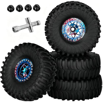 1.9 RC Wheels and Tires for 1/10 SCX10 90046 AXI03007 TRX4 TRX6 VS4-10 Gen7 Gen8 MST CFX D90.Aluminium RC Truck Tires Highway Tires 1.9" RC Wheels 1.9 Beadlock Wheel Rim RC Tires,Colour - color: Colour(1.9tires)