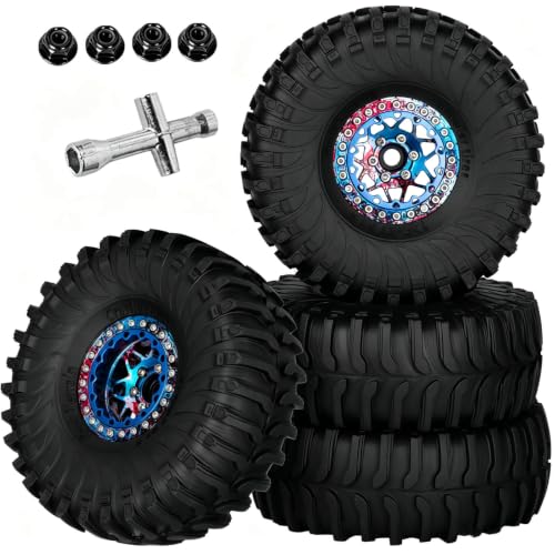 1.9 RC Wheels and Tires for 1/10 SCX10 90046 AXI03007 TRX4 TRX6 VS4-10 Gen7 Gen8 MST CFX D90.Aluminium RC Truck Tires Highway Tires 1.9" RC Wheels 1.9 Beadlock Wheel Rim RC Tires,Colour - color: Colour(1.9tires)