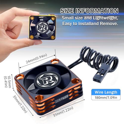 2Pack RC Motor Cooling Fan 30mm 28000RPM Fits 540 550 Brushless Motor ESC Cooling Fans for 1/8 1/10 1/12 RC Truck Car (Black Orange) - style: 2pack 30mm Black Orange