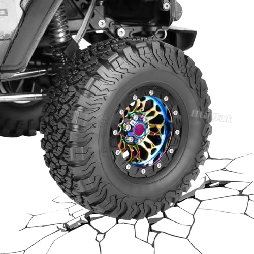 RC 2.2 in Wheel Tires for 1/10 SCX10 SCX10 II 90046 SCX10 III AXI03007 SCX10 Pro TRX4 TRX6 Gen7 Gen8 D90 VS4-10 MST CFX RC Crawler Car,BRCatWPark Aluminum RC 2.2 Wheel,Colorful