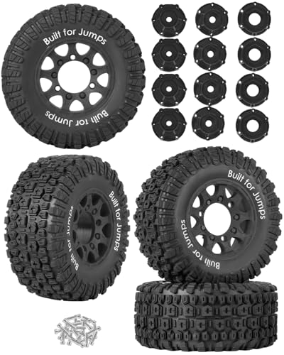 12mm/14mm/17mm Hex RC Tires for 1/10 RC Scale Truck Slash 2WD 4×4 Senton Axia1 L0S1 Red cat Rc 4wd,1/10 Short Course Truck Tires w/Foam Inserts,4PCS,Black - color: Black(4pcs)