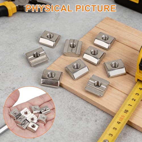 50pcs M6 Sliding T-Nuts for 3030 8mm T-Slot Aluminum Extrusion | Hammer head sliding T-nuts(M6). Carbon steel, nickel-plated. For 3D printers, CNC, laser engravers - size: 50pcs M6 Sliding Nuts