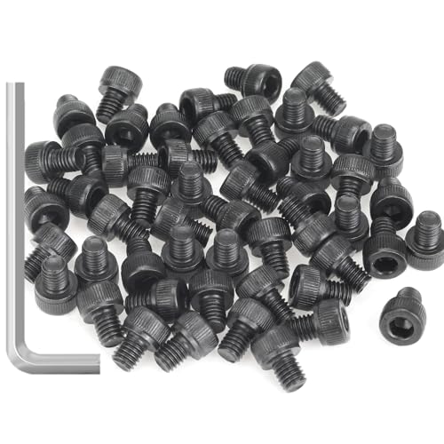55 Pieces M5 x 6mm Socket Head Cap Screws, Thread Pitch 0.8mm, Sutemribor M5 Black Screws, 12.9 Grade Alloy Steel, Black Oxide Finish, Fully Threaded - size: M5 x 6mm, style: Socket Head