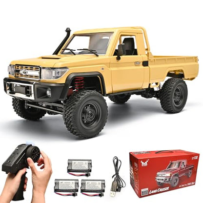 RZAPE RC Rock Crawler MN-82 1/12 RC Crawler Off-Road RC Truck 4x4 (Yellow | Diecast Car With 2.4GHz Remote Control 280 Brushed Motor All Terrain Truck RTR Proportional Throttle Steering - color: Yellow