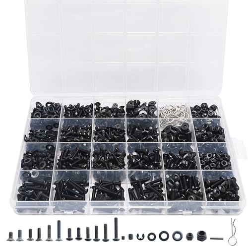 1020pcs Universal RC Screw Kit Screws Assortment Set for Traxxas Redcat | For HPI Arrma SCX10 Losi 1/8 1/10 1/12 1/16 Scale RC Cars,High Tensile,Rust Resistance,Compartment Storage Case