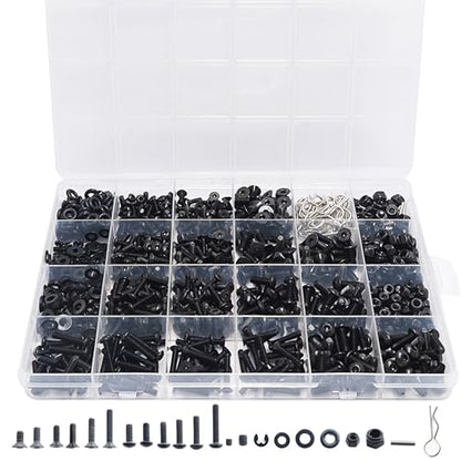 1020pcs Universal RC Screw Kit Screws Assortment Set for Traxxas Redcat | For HPI Arrma SCX10 Losi 1/8 1/10 1/12 1/16 Scale RC Cars,High Tensile,Rust Resistance,Compartment Storage Case