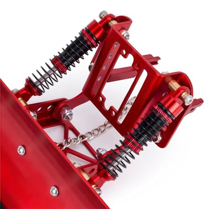 RC Snow Plow for TRX4M & SCX24, Adjustable Aluminum 1/18 1/24 RC Crawler Plow, Servo Operated Snow & Sand Shovel Upgrade, CNC Metal RC Plow Truck Accessory (Red) - color: Red