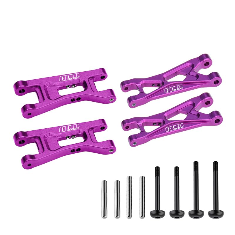 GPM 7075 Alloy Front & Rear Lower Arms for LOSI 1/24 Micro-B 2Wd Buggy Rtr-Los00007 (Purple) - color: Purple