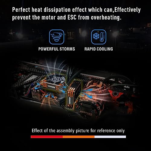 50mm RC Motor Cooling Fan 10000RPM RC Motor Heatsink 8.5V ESC Cooling Fan Heat Dissipation for 1/5th Scale RC Car (Black Orange) - style: Orange