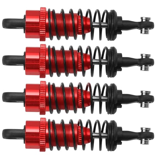 Aluminum Steering Knuckles Kit Swing Arm A-Arms & Shock Absorbers Compatible with Wltoys 1/18 A949 A959 A969 A979 K929 RC Car (Red) - color: Red