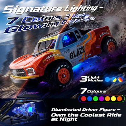 DEERC 1205 1/14 Brushless RC Car for Adults,Remote Control Drift Truck | Off-Road RC Truck,Max 43 mph,Waterproof Monster Truggy,4x4 All Terrain RC Drift Car for Boys 8-12,3S Lipo Compatible - style: 1/14 Red