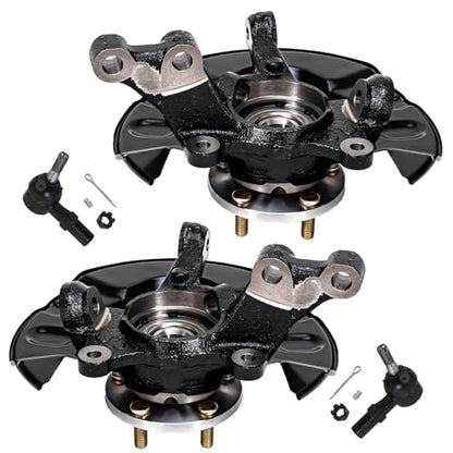Detroit Axle - Front 4pc Steering Knuckles Kit for 03-08 Toyota Matrix, 2 | Steering Knuckles & Wheel Bearing Hubs 2 Outer Tie Rods 2003 2004 2005 2006 2007 2008 [4-Wheel ABS] Replacement - size: 4SU50495/Kit