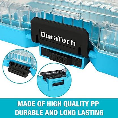 DuraTech 3-Piece Small Parts Tool Box Organizer with 14 Dividers | Stackable Clear-Lid Boxes with 14 Removable Dividers; Storage for Screws, Nuts, Bolts, Nails, Drill Bits and Small Hardware