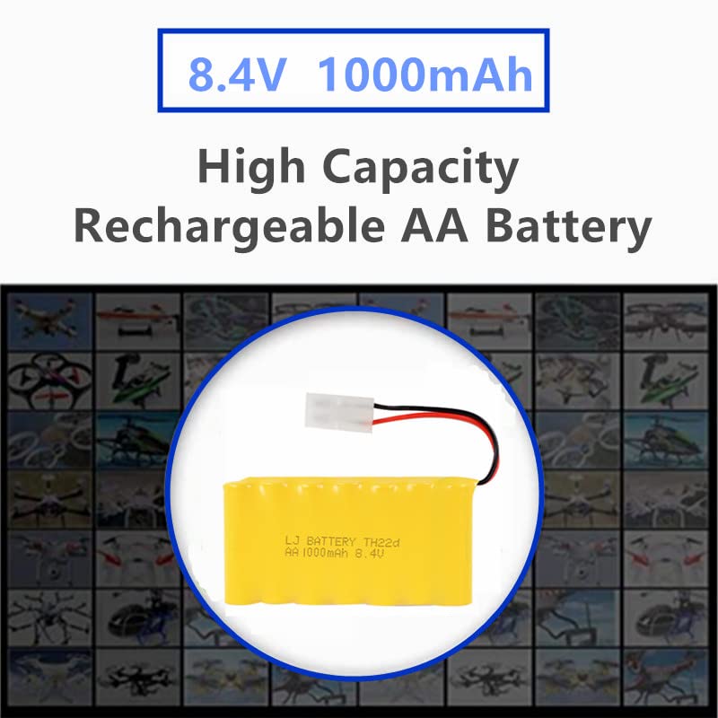 8.4V 1000mAh NI-CD Battery Pack with Standard Tamiya Connector Rechargeable AA Battery for RC Car RC Truck Tank 1 Pack with USB Charger