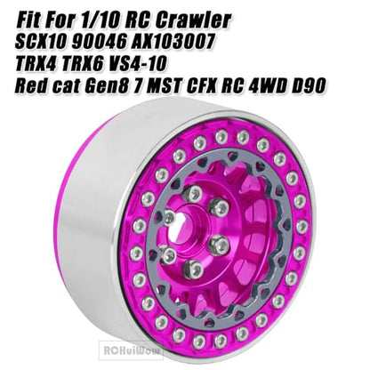 RC 1.9 Beadlock Wheels for 1/10 RC Crawler TRX4 TRX6 SCX10 90046 AX103007 VS4-10 MST CFX RC4WD D90 Red cat Gen8 7,Alloy Aluminium 1.9 rc Beadlock Rims 1.9 rc Wheels,4PCS,Pink - color: Pink(4pcs)